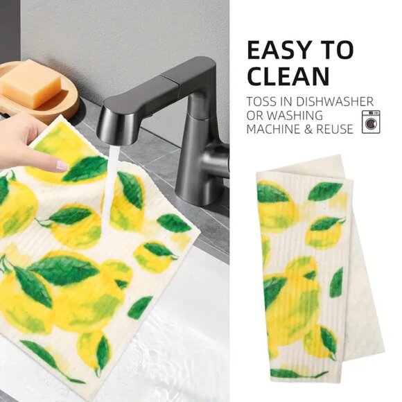 NEW Set of 12 Swedish Dishcloths - Lemon & Lemonade Kitchen Towels, Reusable - Picture 5 of 9
